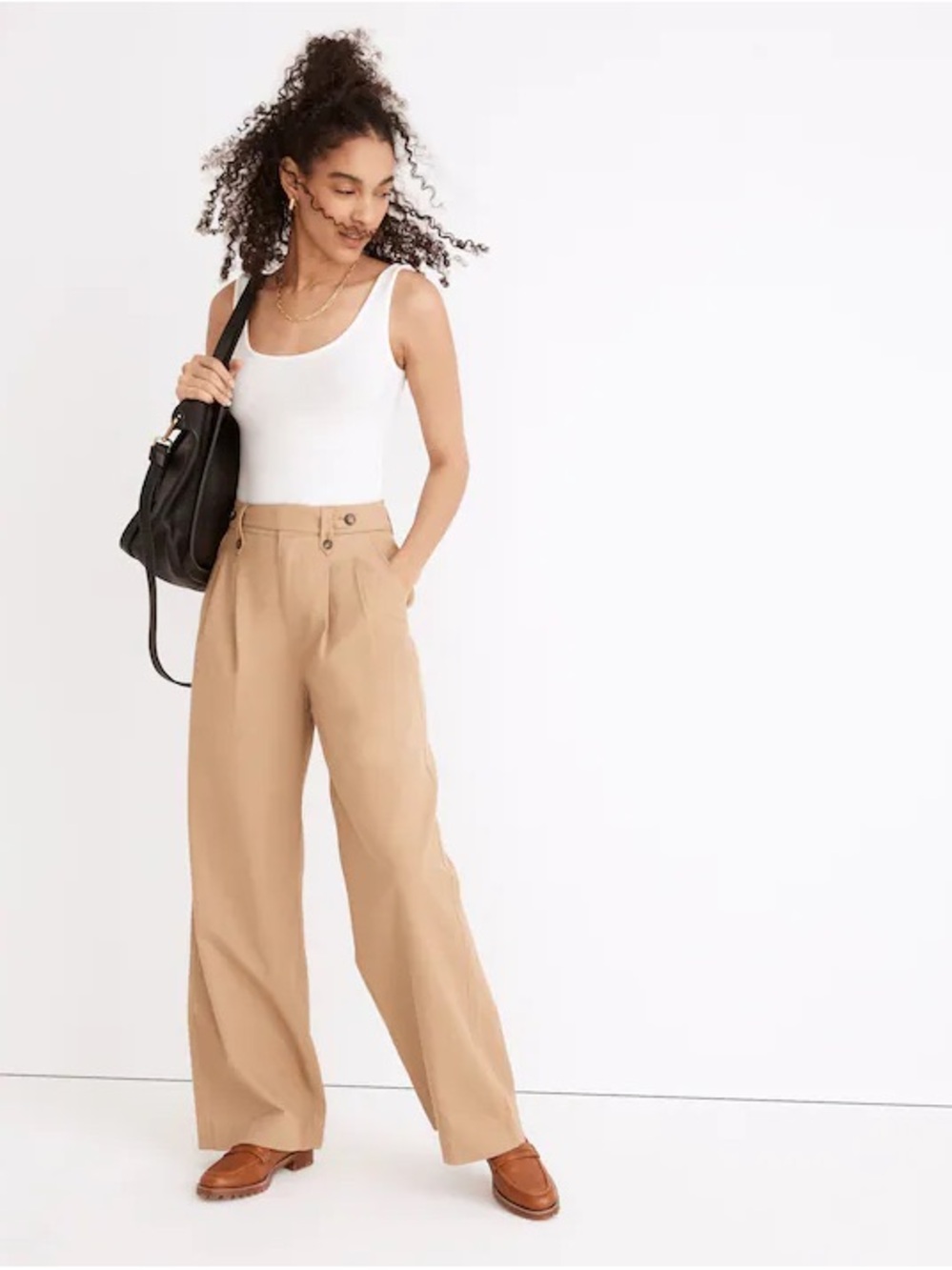SOLD• Madewell Harlow Pleated Wide-Leg High-Rise Pants Khaki Tan 10 SOLD